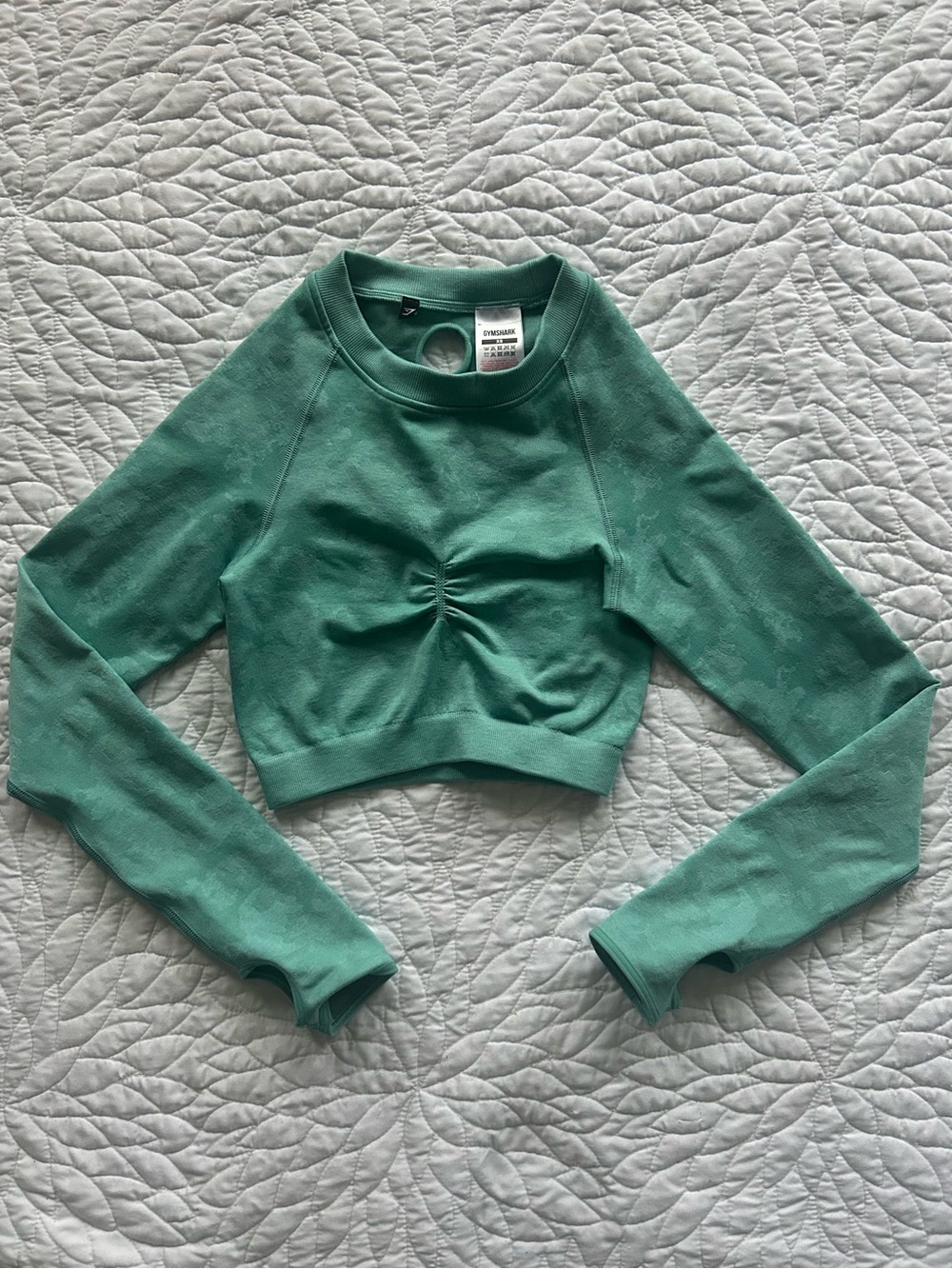 Gymshark Long Sleeve Crop Top Green XS Excellent Condition